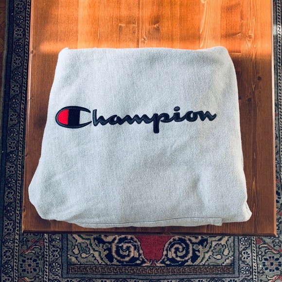 Champion Reverse Weave Logo Script Hoodie-Grey-XL - Picture 3 of 4